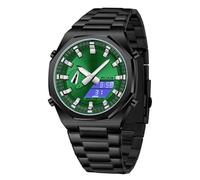 GBB Men's Analog Digital Quartz Watch Luxury Multifunctional Dual Display Sports Watch for Men Waterproof Mens Wristwatch for Business Casual Work (Black Green)