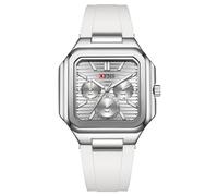GBB Men's Analog Quartz Watch Luxury Square Mens Watches with Luminous Six-Hand Work Sport Watch for Men Business Casual Waterproof Men's Wrist Watches (Silicone White)
