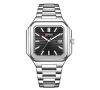 GBB Men's Analog Quartz Watch Minimalist Square Business Sport Watch with Luminous Hand Waterproof Stylish Wrist Watches for Men with Silicone/Steel Strap (Steel Silver Black)