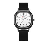 GBB Men's Digital Quartz Watch Minimalist Waterproof Sports Watch Silent Analog Student Watches with Silicone Band Luminous Hands Square Stylish Wristwatch for Men Women Unisex (Black White)