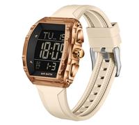 GBB Men's Digital Watch Tonneau Sport Wrist Watches Military Tactical Waterproof Square Watches with Big Number LED Alarm Men Watch Calendar Silicone Strap (6286 Apricot)