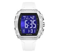 GBB Mens Digital Watches Men’s Sports Waterproof Watch for Men Student Light Weight Rubber Strap Wrist Watch with EL Backlight Stopwatch Alarm (6286 White)