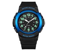 GBB Men's Sport Watch Student Quartz Watch with Big Numbers Lightweight Waterproof Wristwatch for Men Stylish Durable Sports Watch for Young Men Women Students Unisex (Black Blue)