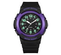 GBB Men's Sport Watch Student Quartz Watch with Big Numbers Lightweight Waterproof Wristwatch for Men Stylish Durable Sports Watch for Young Men Women Students Unisex (Black Purple)