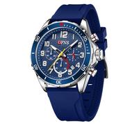 GBB Mens Watches Analogue Multifunction Quartz Watch for Men Waterproof Date Watch with Luminous Six-Hand Display with Stainless Steel or Silicone Bracelet (Silicone Blue-Silver-Blue)