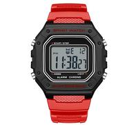 GBB Mens Watches Men's Digital Sports Watch Water Resistant Electronic Square LED Back Light Wristwatch (Red and Black)