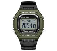GBB Mens Watches Men's Digital Sports Watch Water Resistant Electronic Square LED Back Light Wristwatch (Black and Green)