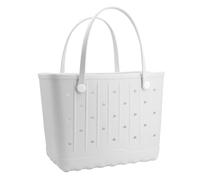 GBB Rubber Large Beach Tote Bag Portable Travel Bag Waterproof Travel Handbags for Beach all Purpose Storage Bags, White, M