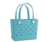 GBB Rubber Tote Bag Small Beach Bag Waterproof Beach Tote Washable Portable Travel Bag for Outdoor, Pool, Boat, Sports, Light Blue, S