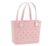 GBB Rubber Tote Bag Small Beach Bag Waterproof Beach Tote Washable Portable Travel Bag for Outdoor, Pool, Boat, Sports, Flesh Pink, S