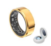 Gbbazu Smart Ring Health Tracker - Fitness Sleep Heart Rate Blood Oxygen Tracker Smart Ring for Men and Women,IP68 Waterproof Level Bluetooth Fitness Tracker Rings - Free APP (Golden, Size 9)
