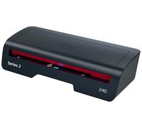 GBC 240 Home Office A4 Laminator - Fast 2-Minute Warm-Up, 75-125 Micron, Anti-jam, Auto Shut-Off, Includes 5X A4 Laminating Pouches, Black/Red, 4410068UK