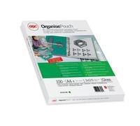 GBC Organise Laminating Pouches A4 Glossy 125 microns (2 x 125) Transparent 11 Holes Pack of 100