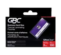 GBC 51005 HeatSeal UltraClear Thermal Laminating Pouches, Business Card Size, 5 Mil, 2 3/16 in. x 3 11/16 in., Pack of 100