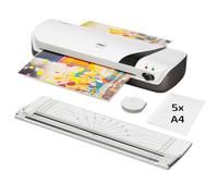 GBC Inspire+ 4 in 1 A4 Laminator, Paper Cutter and Corner Rounder, Includes Starter Kit with Laminating Pouches. for 75 to 125 mic Laminating Pouches, Laminator in White (4410034)