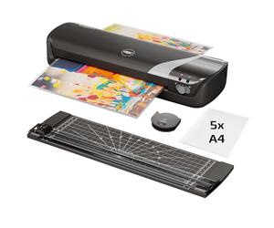 GBC Inspire+/Rexel 4-in-1 A4 Laminator Machine Set with Paper Cutter, Corner Rounder, 5 Laminating Pouches A4, Quick 4-Min Warm-Up time, Cold Lamination Setting, Ideal for Home/School, Black (4410035)