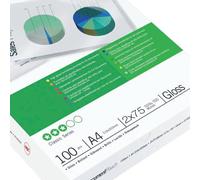 GBC Document Laminating Pouches A4 Glossy 75 microns (2 x 75) Transparent Pack of 100