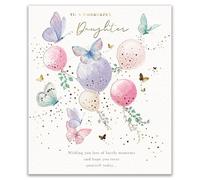 GBCC Birthday Greeting Card for Daughter - Pretty Butterflies & Balloons - Embossed Gold Foil Finish - Premium Greeting Card with Envelope
