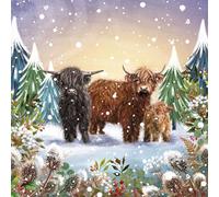GBCC Charity Christmas Cards Multipack - Pack of 8 Premium Christmas Greeting Cards with Envelopes, Festive Highland Cows - Supporting UK Charities