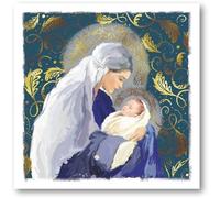 GBCC Charity Christmas Cards Pack of 10 - Mary and Baby Jesus Design - Foil Finish - Religious Christmas Cards Multipack - in Aid of UK Charities