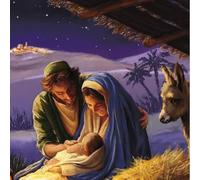 GBCC Charity Christmas Cards - Pack of 10 Premium Religious Christmas Greeting Cards with Envelopes - Mary, Joseph & the Baby Jesus - Supporting UK Charities - By The Great British Card Company
