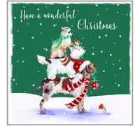 GBCC Charity Christmas Cards - Pack of 20 Assorted Premium Greeting Cards with Envelopes - Festive Cat, Dogs & Robin in the Snow - (10 Each of 2 Designs) - Supporting UK Charities