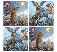 GBCC Charity Christmas Cards - Pack of 20 Assorted Premium Greeting Cards with Envelopes - Festive Hare in the Snow - (10 Each of 2 Designs) - Supporting UK Charities