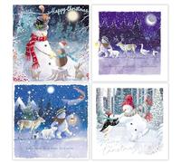 GBCC Charity Christmas Cards Pack of 20 - Festive Snowman & Animals - Assorted Premium Greeting Cards Multipack with Envelopes - 5 Each of 4 Designs - Supporting UK Charities
