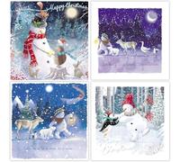 GBCC Charity Christmas Cards Pack of 20 - Festive Snowman, Penguin & Hedgehog in the Snow - Assorted Premium Greeting Cards Multipack with Envelopes - 5 Each of 4 Designs - Supporting UK Charities