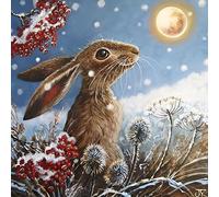 GBCC Charity Christmas Cards Pack of 6 - Charity Christmas Cards with a Moon Gazing Hare Design - Eco-Friendly Xmas Cards Multipack with Envelopes