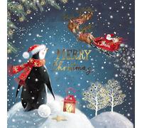 GBCC Charity Christmas Cards Pack of 6 - Charity Christmas Cards with Penguin and Santa's Sleigh Design - Eco-Friendly Xmas Cards Multipack with Envelopes