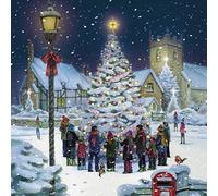 GBCC Charity Christmas Cards Pack of 6 - Festive Tree & Carols - Premium Greeting Cards Multipack with Envelopes - Supporting UK Charities