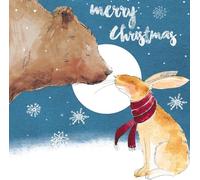 GBCC Charity Christmas Cards Pack of 8 - Charity Christmas Cards with a Snowy Hare and Bear Design and 'Merry Christmas' Greeting - Eco-Friendly Xmas Cards Multipack with Envelopes