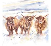GBCC Charity Christmas Cards - Pack of 8 Premium Christmas Greeting Cards with Envelopes - Festive Highland Cows in the Snow - Supporting UK Charities
