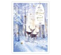 GBCC Christmas Card for Husband - Festive Deer in the Snow - Gold Foil Finish - Premium Quality Special Christmas Greeting Card with Envelope
