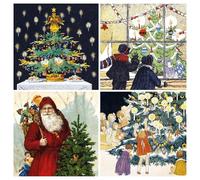 GBCC Christmas Cards Pack of 20 - Festive V&A Vintage Tree Illustrations - 5 each of 4 Designs - Assorted Premium Greeting Cards Multipack with Envelopes