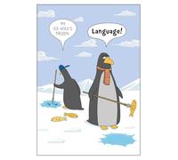 GBCC Funny Christmas Card for Men - Rude Penguin Joke - Premium Christmas Greeting Card with Envelope - 'My Ice-Hole's Frozen'