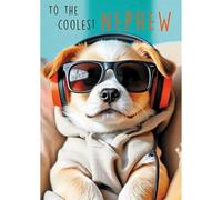 GBCC Funny Coolest Nephew Birthday Card - Happy Birthday Card for Boys with Humorous Puppy Dog in Headphones Design