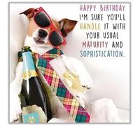 GBCC Male Birthday Card - General Funny Card for Men - Your Usual Maturity and Sophistication - Drunk Dog in Sunglasses - Eco-Friendly & Recyclable