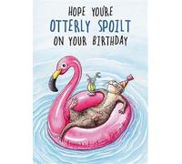 GBCC Male/Female Funny Birthday Card - General Card for Men/Women - Otter Relaxing in Pool - Eco-Friendly and Recyclable