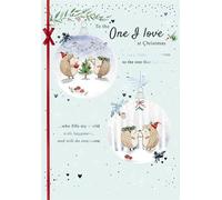 GBCC Paper House Artistic Christmas Greeting Card - One I Love - Cute Hedgehog Couple Illustration With Silver Foil Embossing - From The Great British Card Company, Multi, 229 x 143mm