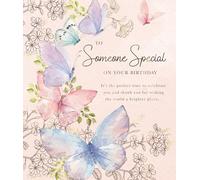 GBCC Someone Special Birthday Card - Artistic Floral Butterfly Design - Embossed Foil Finish - Happy Birthday Card for Her