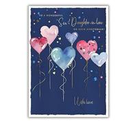 GBCC Wonderful Son and Daughter in Law Anniversary Card - Happy Anniversary Card with Heart Balloons Design and a Foil Finish - Anniversary Card for a Special Couple