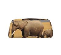 GBCDEDSL African Elephant Fully Printed PVC Cross Pattern Leather Zipper Three-Dimensional Pencil case Student Pencil case Pouch