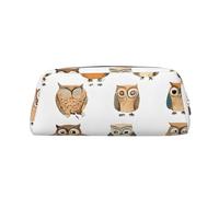 GBCDEDSL Animal Cartoon Owls Cute Fully Printed PVC Cross Pattern Leather Zipper Three-Dimensional Pencil case Student Pencil case Pouch