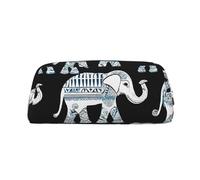 GBCDEDSL Aztec Elephant Fully Printed PVC Cross Pattern Leather Zipper Three-Dimensional Pencil case Student Pencil case Pouch