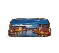 GBCDEDSL Beautiful Grand Canal Landscape Fully Printed PVC Cross Pattern Leather Zipper Three-Dimensional Pencil case Student Pencil case Pouch