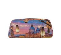 GBCDEDSL Beautiful Places Fully Printed PVC Cross Pattern Leather Zipper Three-Dimensional Pencil case Student Pencil case Pouch