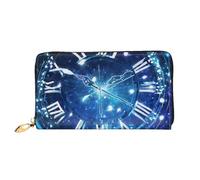 GBCDEDSL Blue Musical Notes Double Sided Fully Printed Microfiber Leather Women's Leather Long Clutch Wallet Leather Wallet