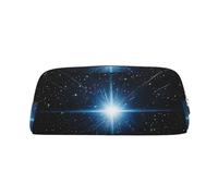 GBCDEDSL Blue Shining Stars Print Fully Printed PVC Cross Pattern Leather Zipper Three-Dimensional Pencil case Student Pencil case Pouch